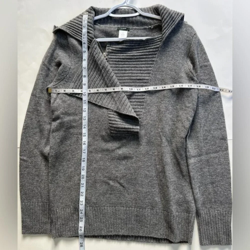 NWT J. Crew WOOL CASHMERE Blend‎ Asymmetrical Ruffle Zip Pullover Sweater MEDIUM